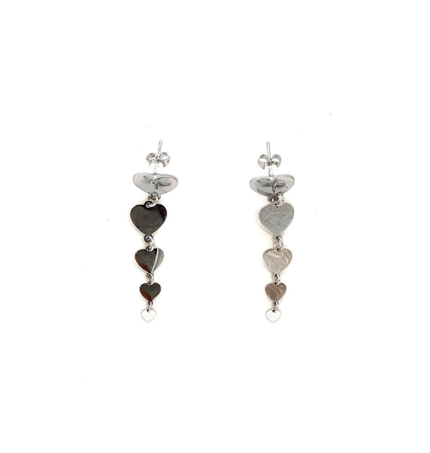 pendientes acero inoxidable para mujer con forma de cinco corazones
