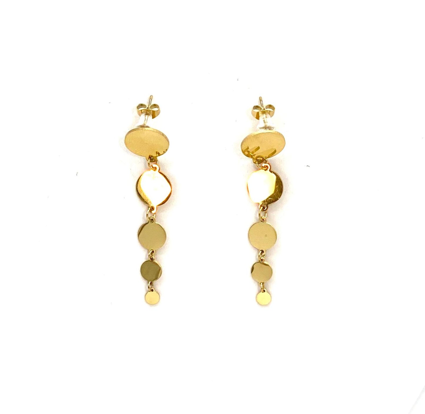 pendientes acero inoxidable para mujer con forma de cinco discos redondos