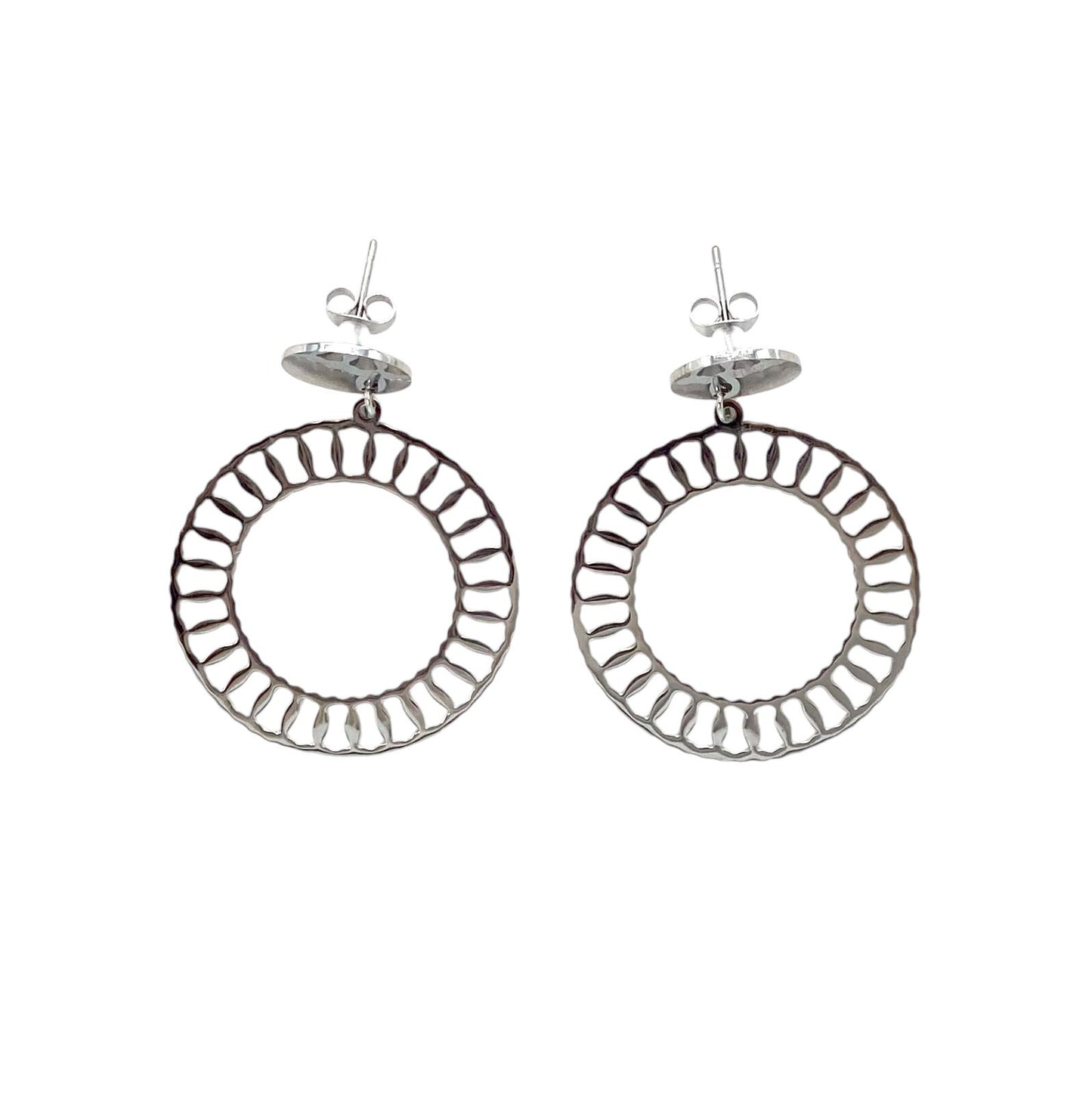 pendientes acero inoxidable para mujer con forma redonda trenzada