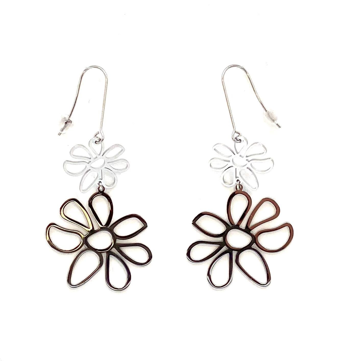 pendientes acero inoxidable para mujer con forma de flor