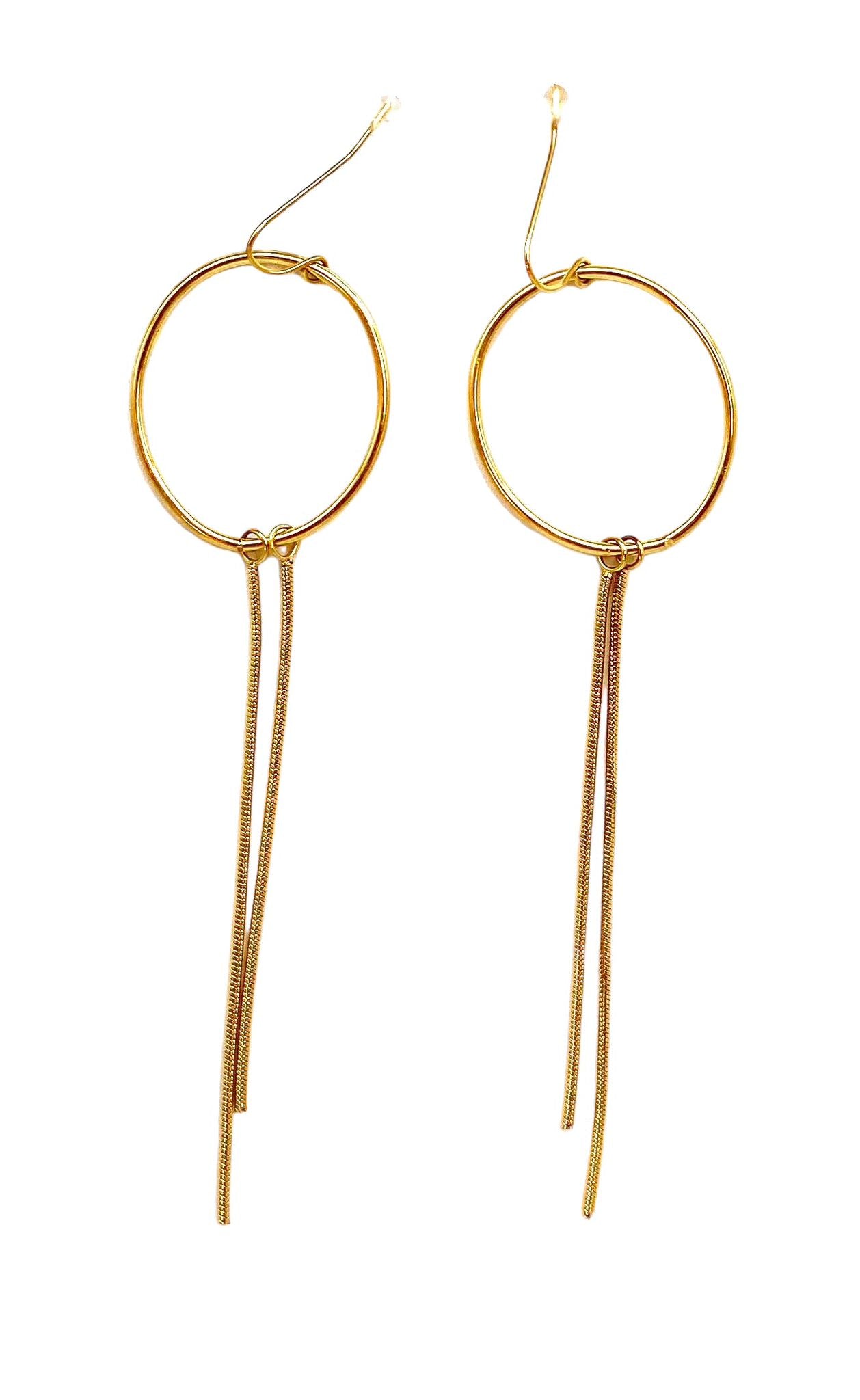 pendientes acero inoxidable para mujer con forma de circulo con cadena