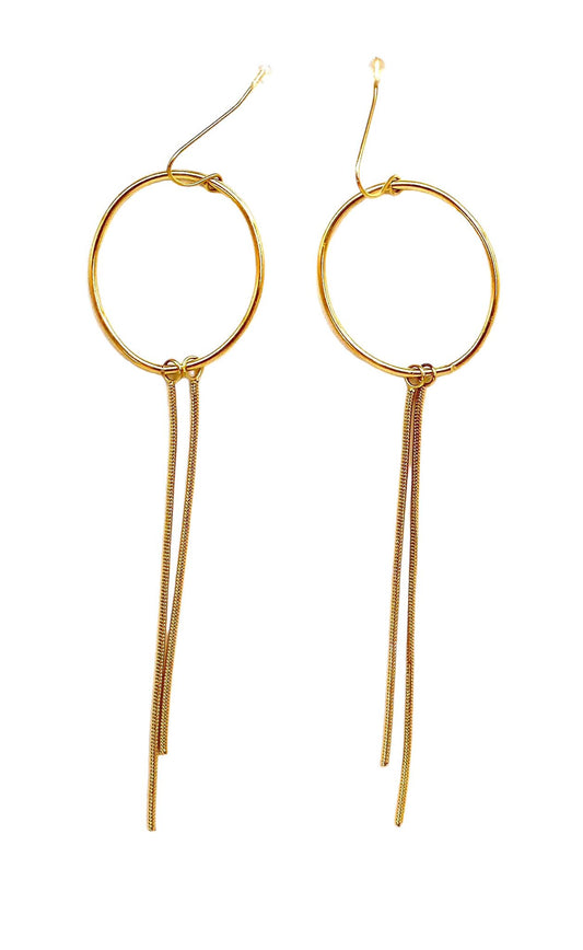 pendientes acero inoxidable para mujer con forma de circulo con cadena