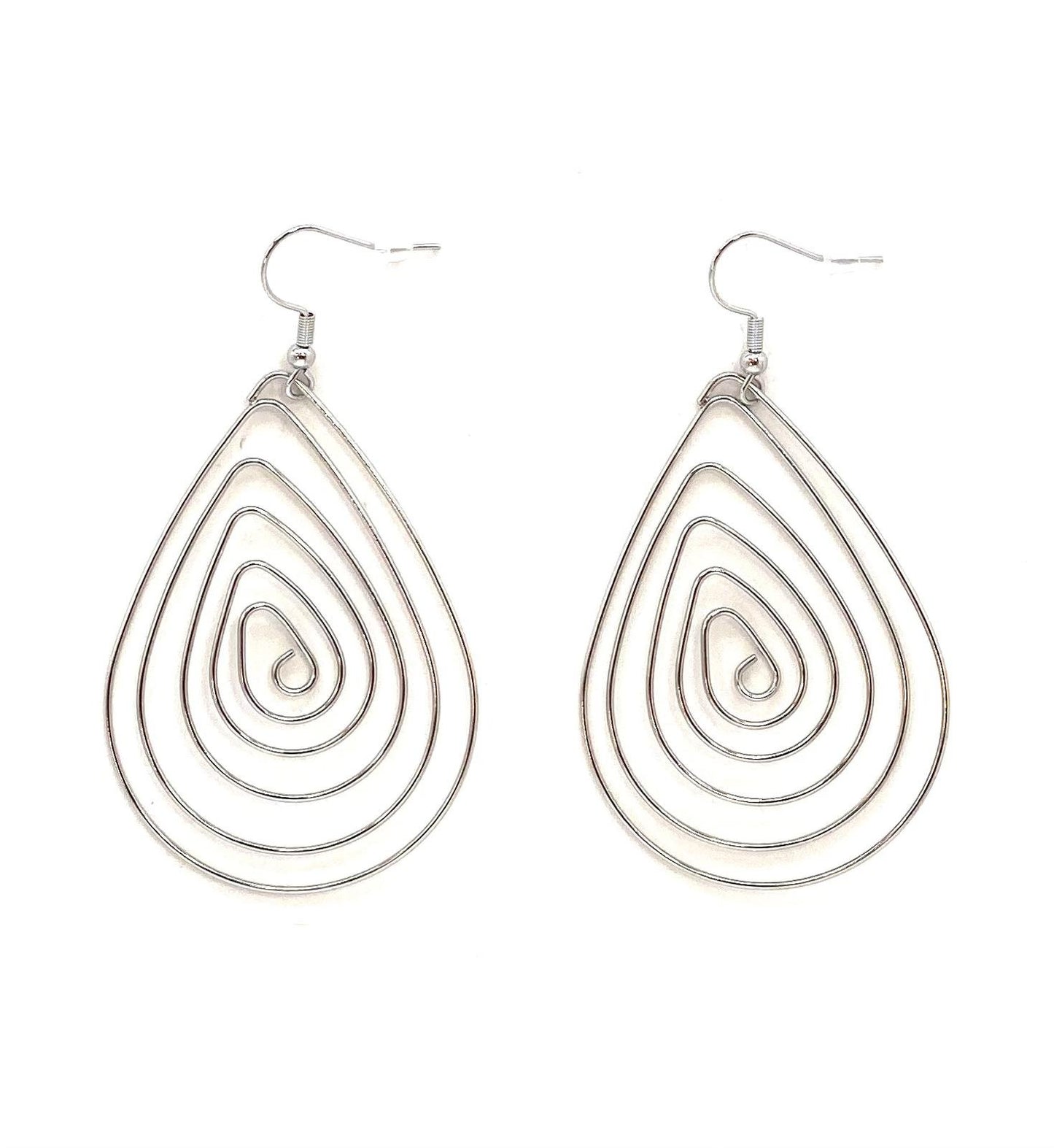 pendientes acero inoxidable para mujer con forma de lágrima concéntrica