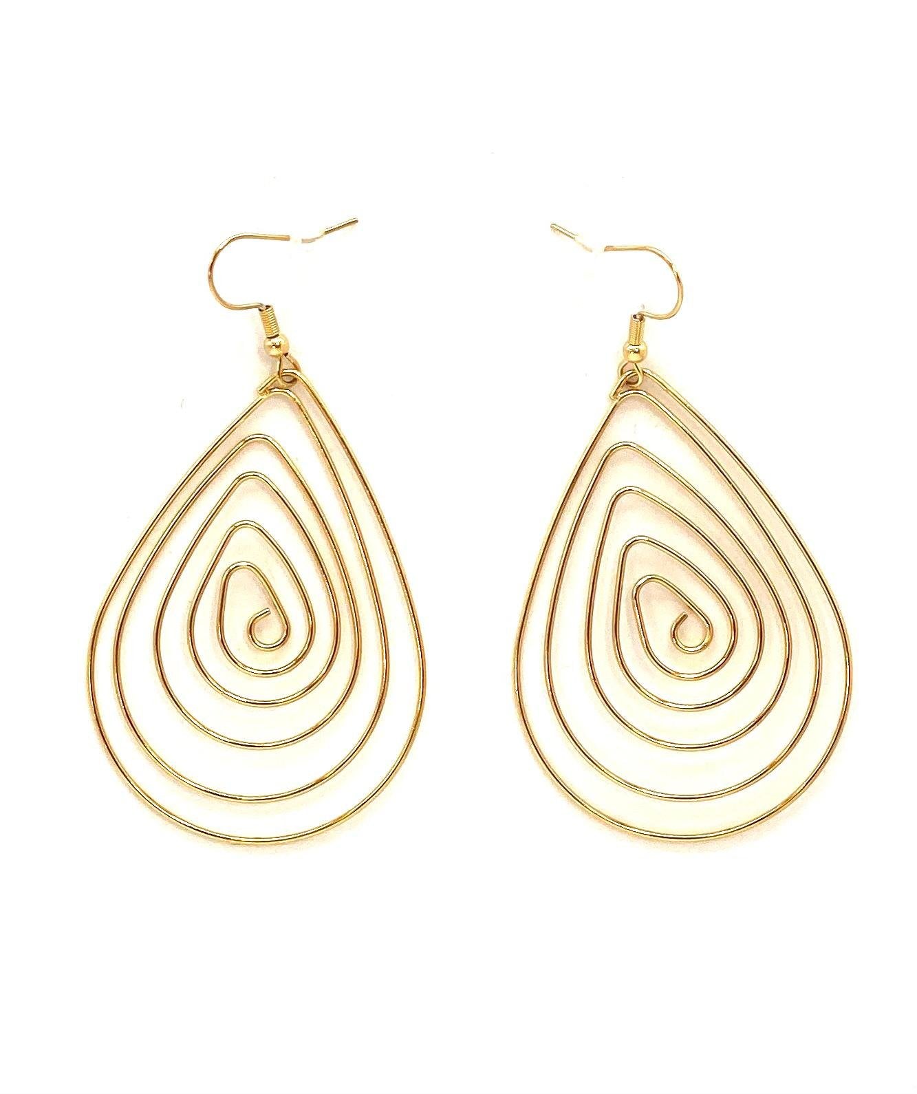 pendientes acero inoxidable para mujer con forma de lágrima concéntrica