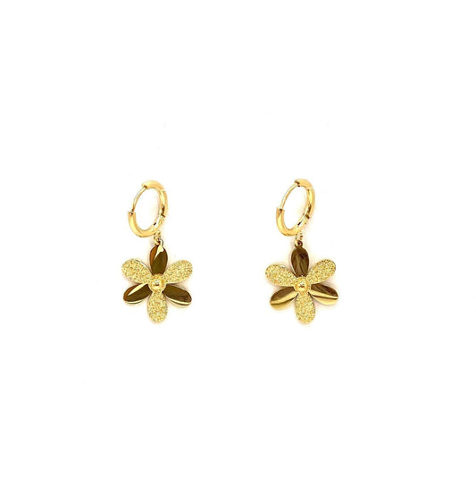 pendientes acero inoxidable para mujer con forma de flor brillante