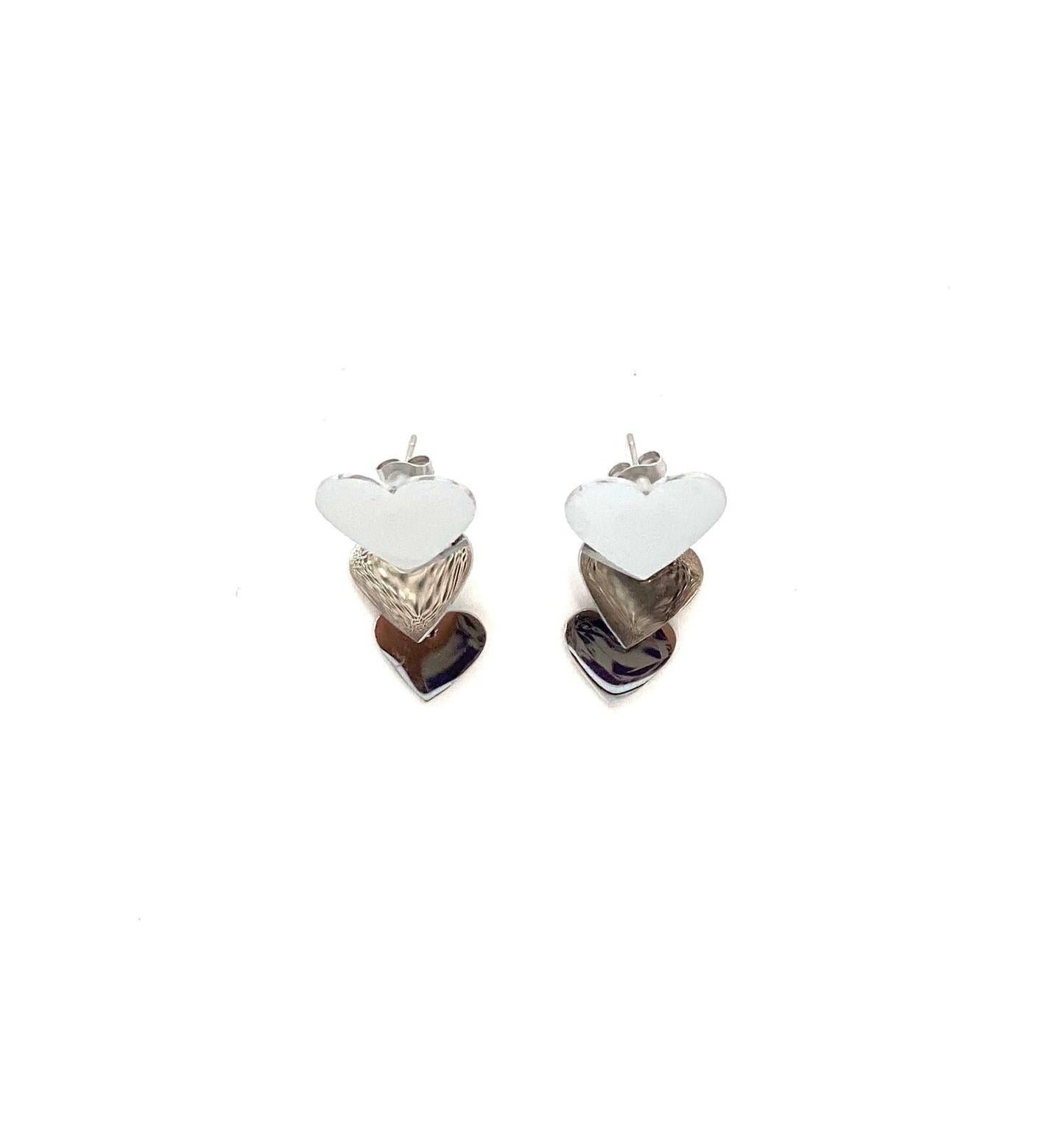 pendientes acero inoxidable para mujer con forma de tres corazones