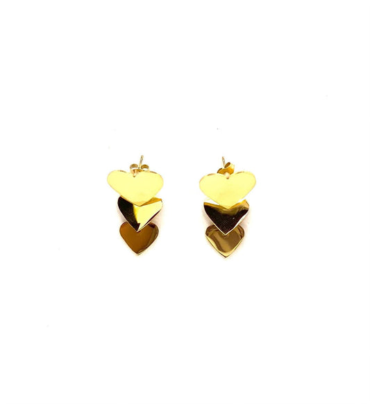 pendientes acero inoxidable para mujer con forma de tres corazones
