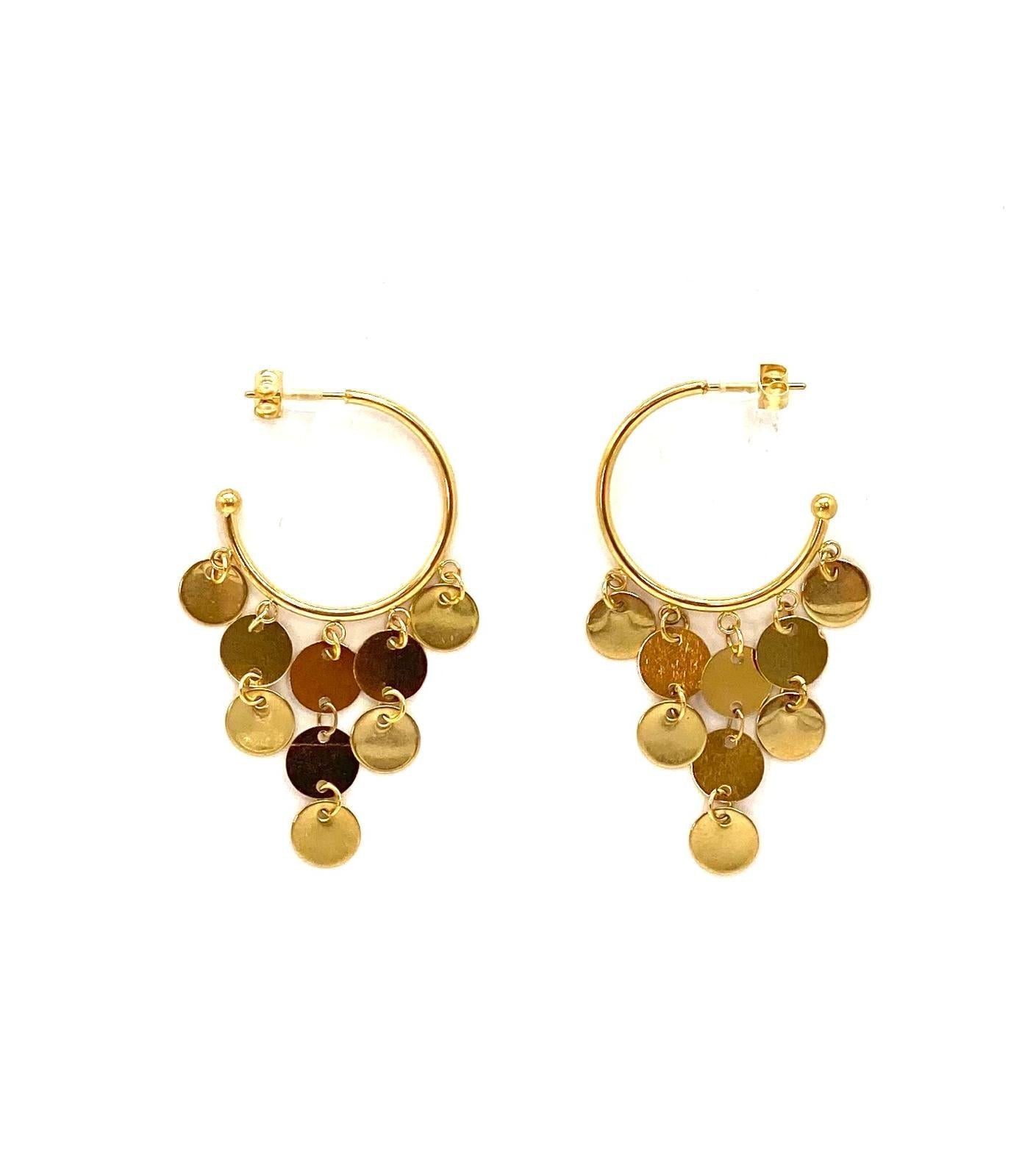 pendientes acero inoxidable para mujer con forma de Aro Abiertos Con Colgante Redondo