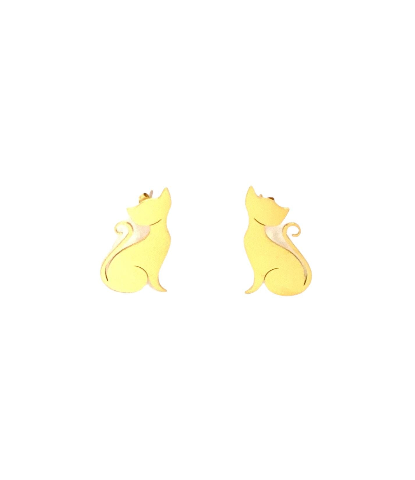 pendientes acero inoxidable para mujer con forma de gatito
