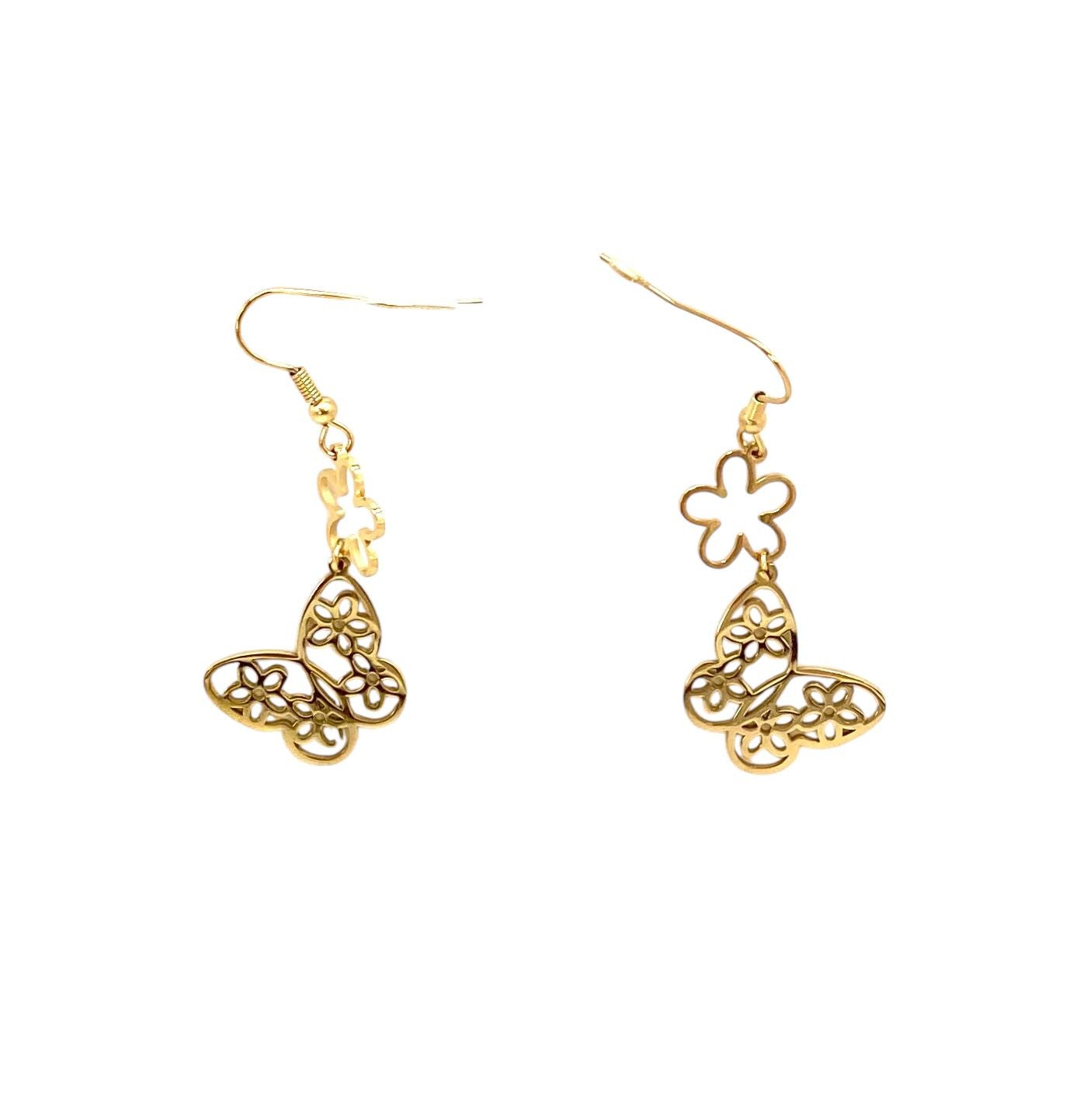 pendientes acero inoxidable para mujer con forma de mariposa