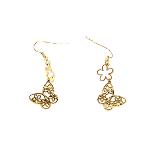 pendientes acero inoxidable para mujer con forma de mariposa