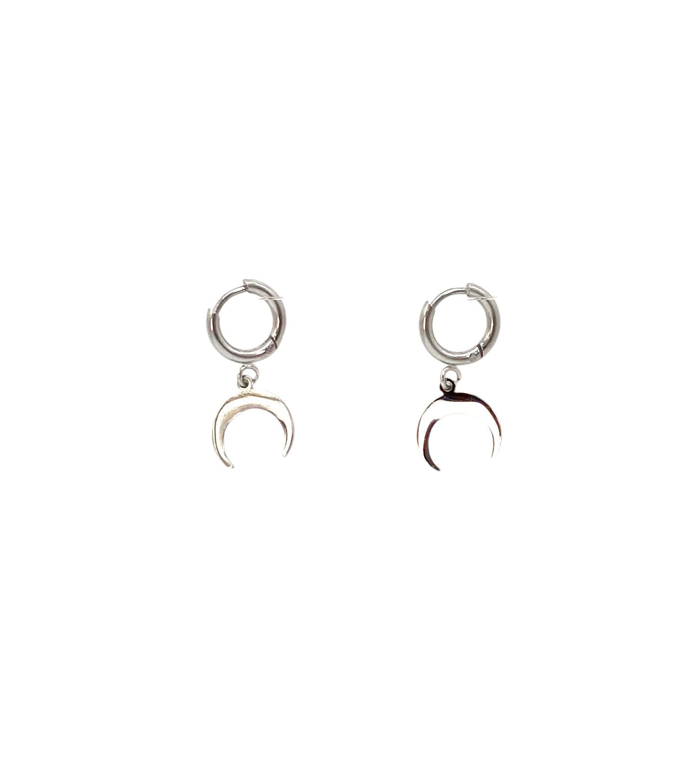 pendientes acero inoxidable para mujer con forma de luna