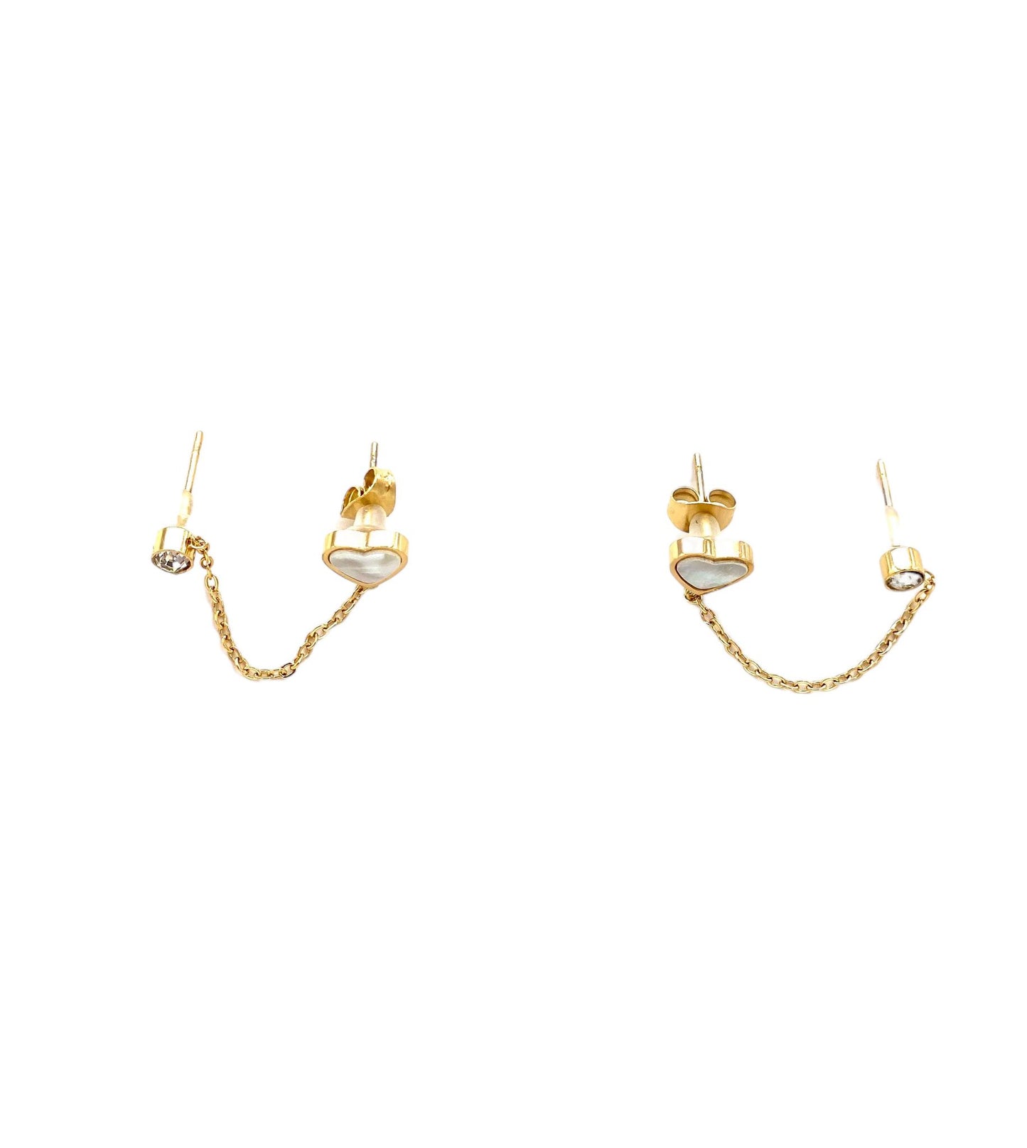 pendientes acero inoxidable para mujer con forma de cadena con corazón