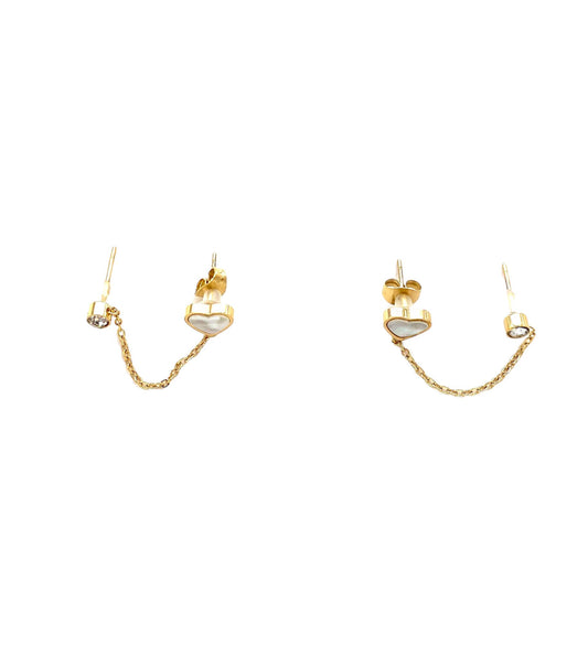 pendientes acero inoxidable para mujer con forma de cadena con corazón