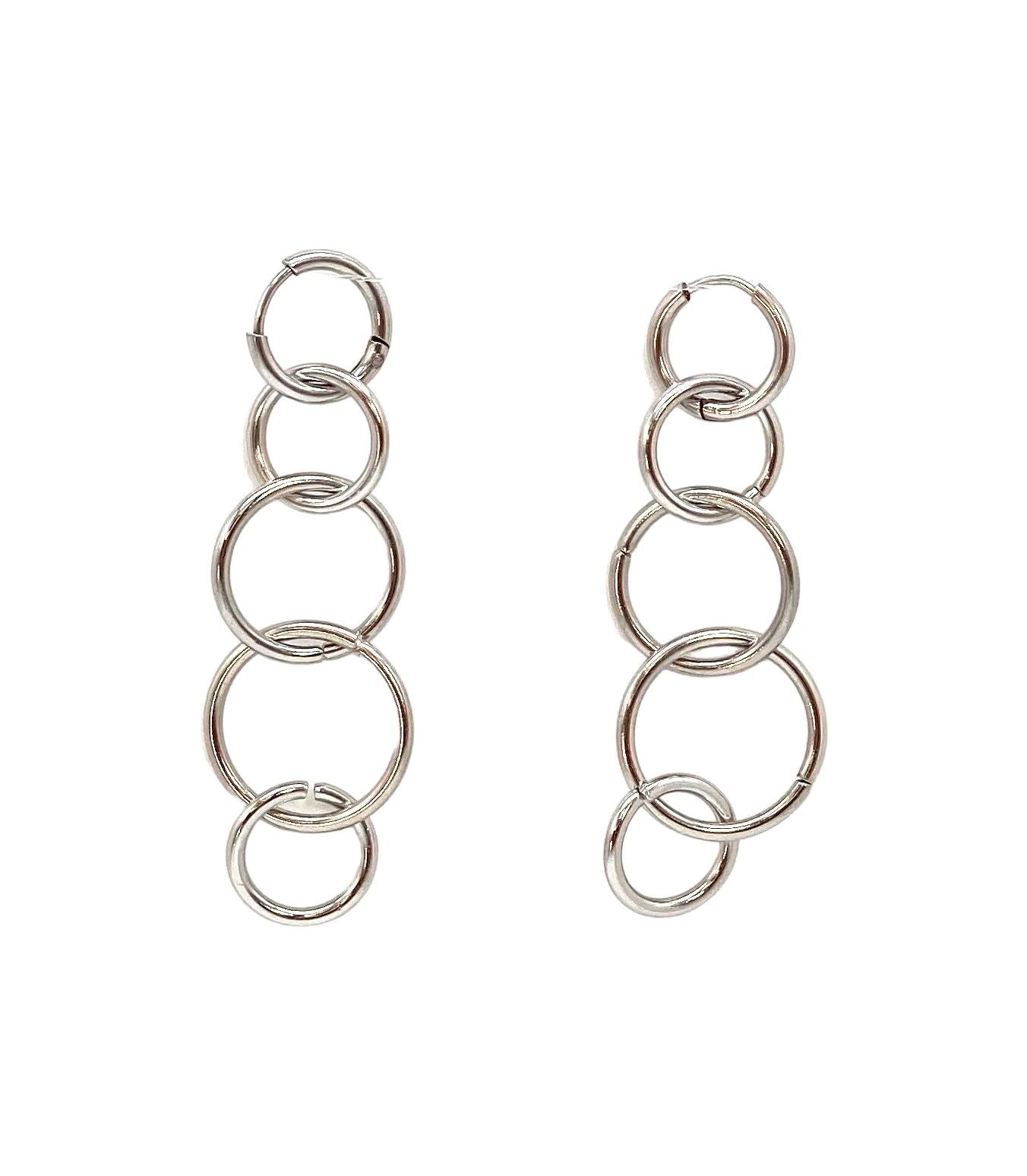 pendientes acero inoxidable para mujer con forma de cinco aros