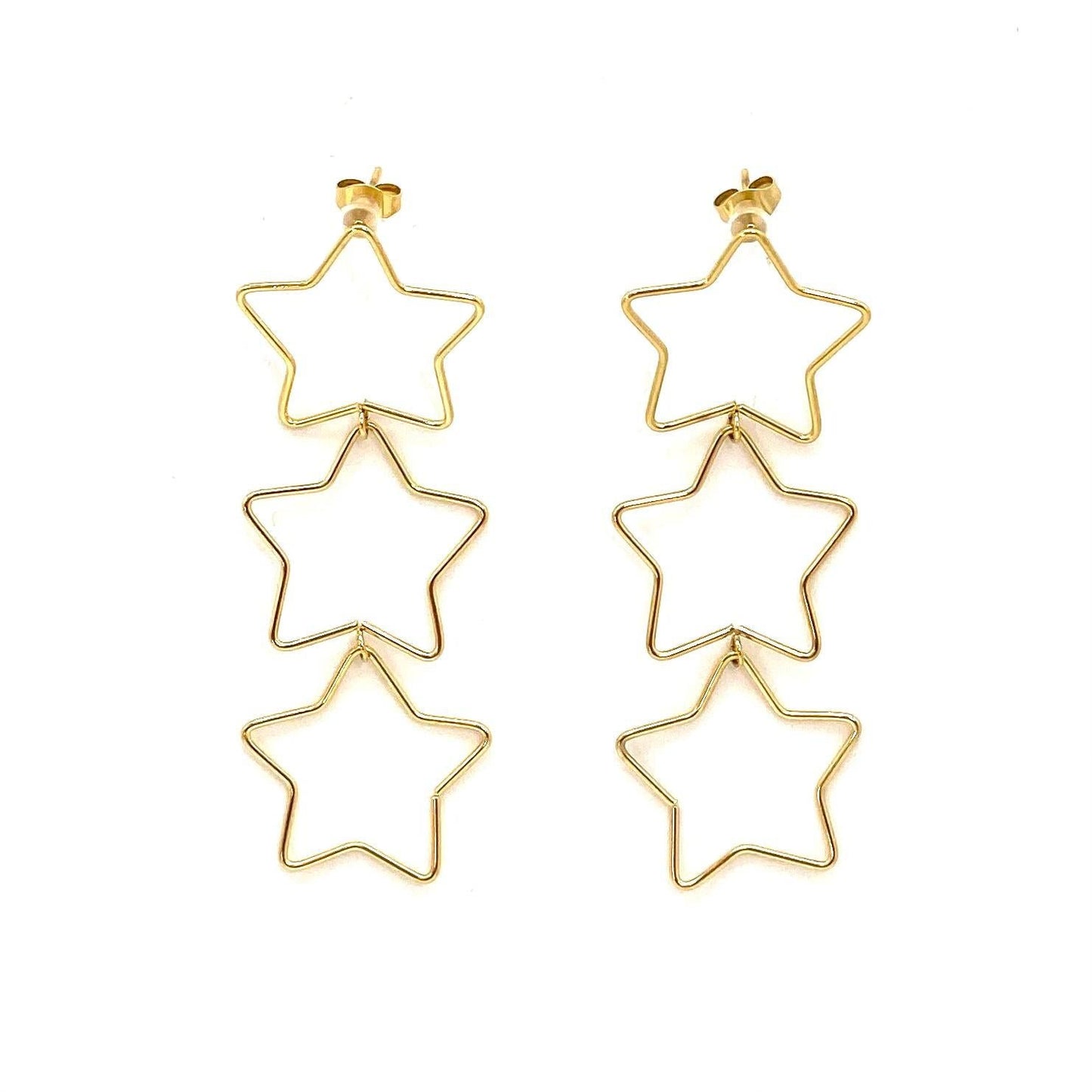 pendientes acero inoxidable para mujer con forma de tres estrellas