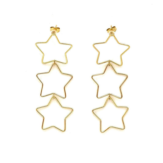 pendientes acero inoxidable para mujer con forma de tres estrellas