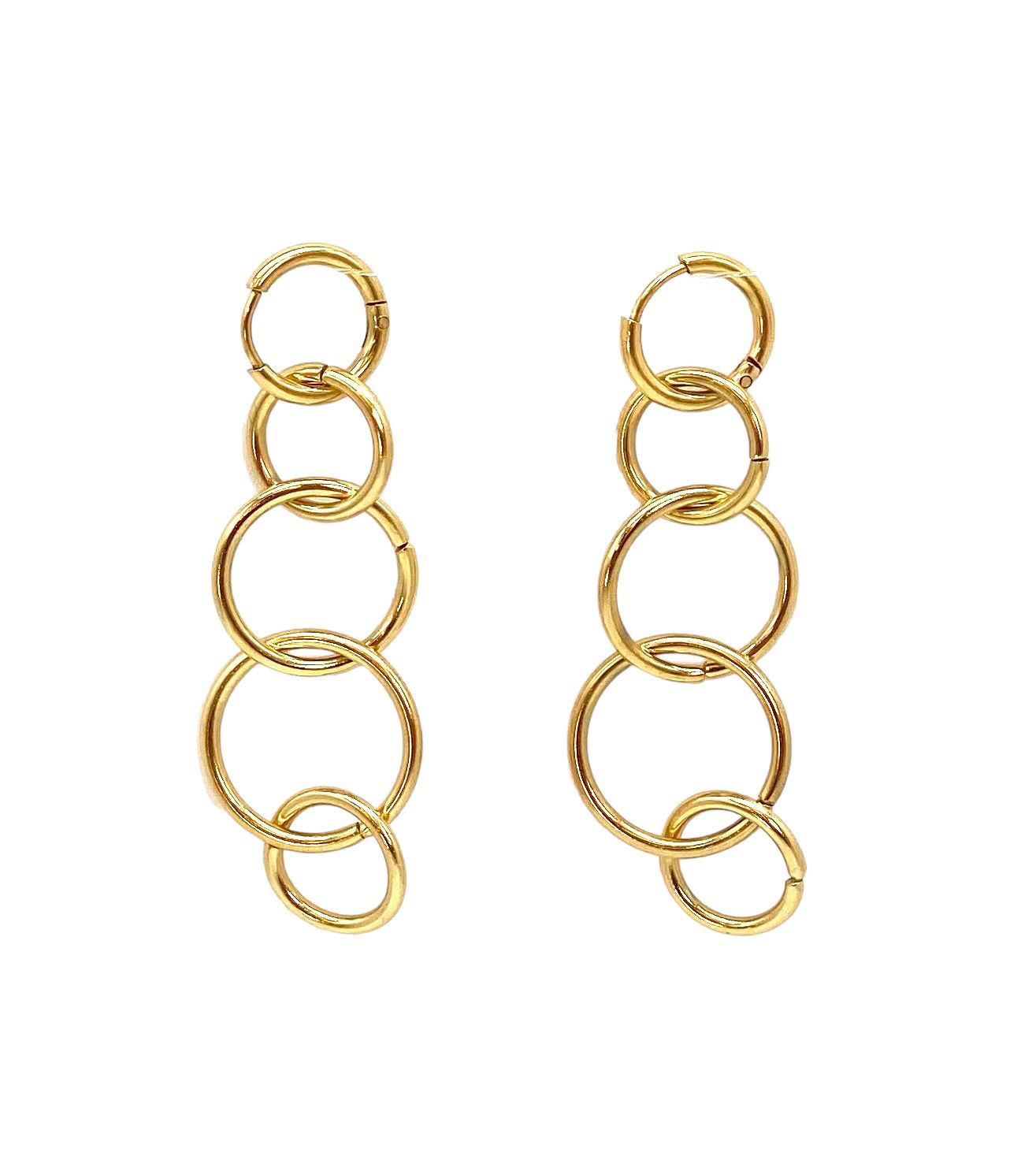 pendientes acero inoxidable para mujer con forma de cinco aros