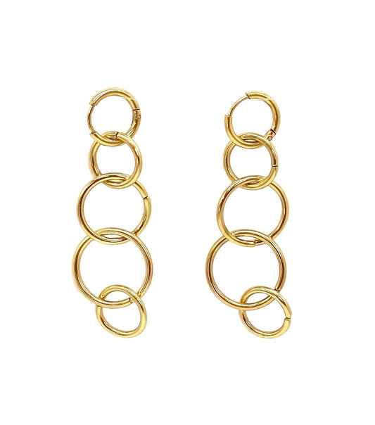 pendientes acero inoxidable para mujer con forma de cinco aros