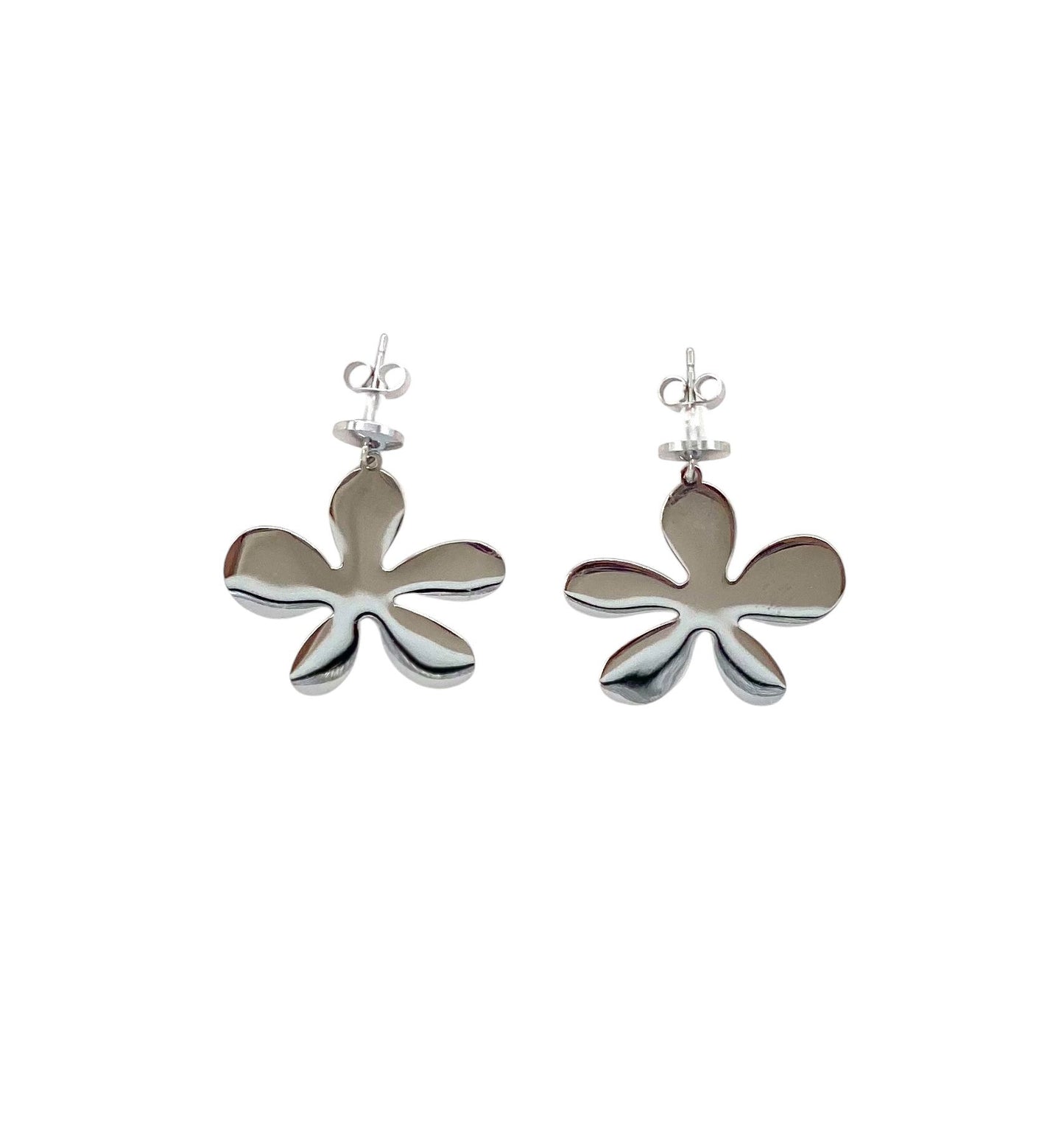 pendientes acero inoxidable para mujer con forma de flor