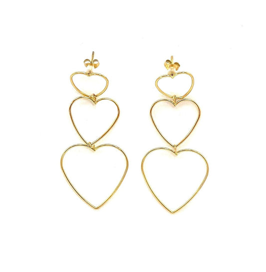 pendientes acero inoxidable para mujer con forma de tres corazones