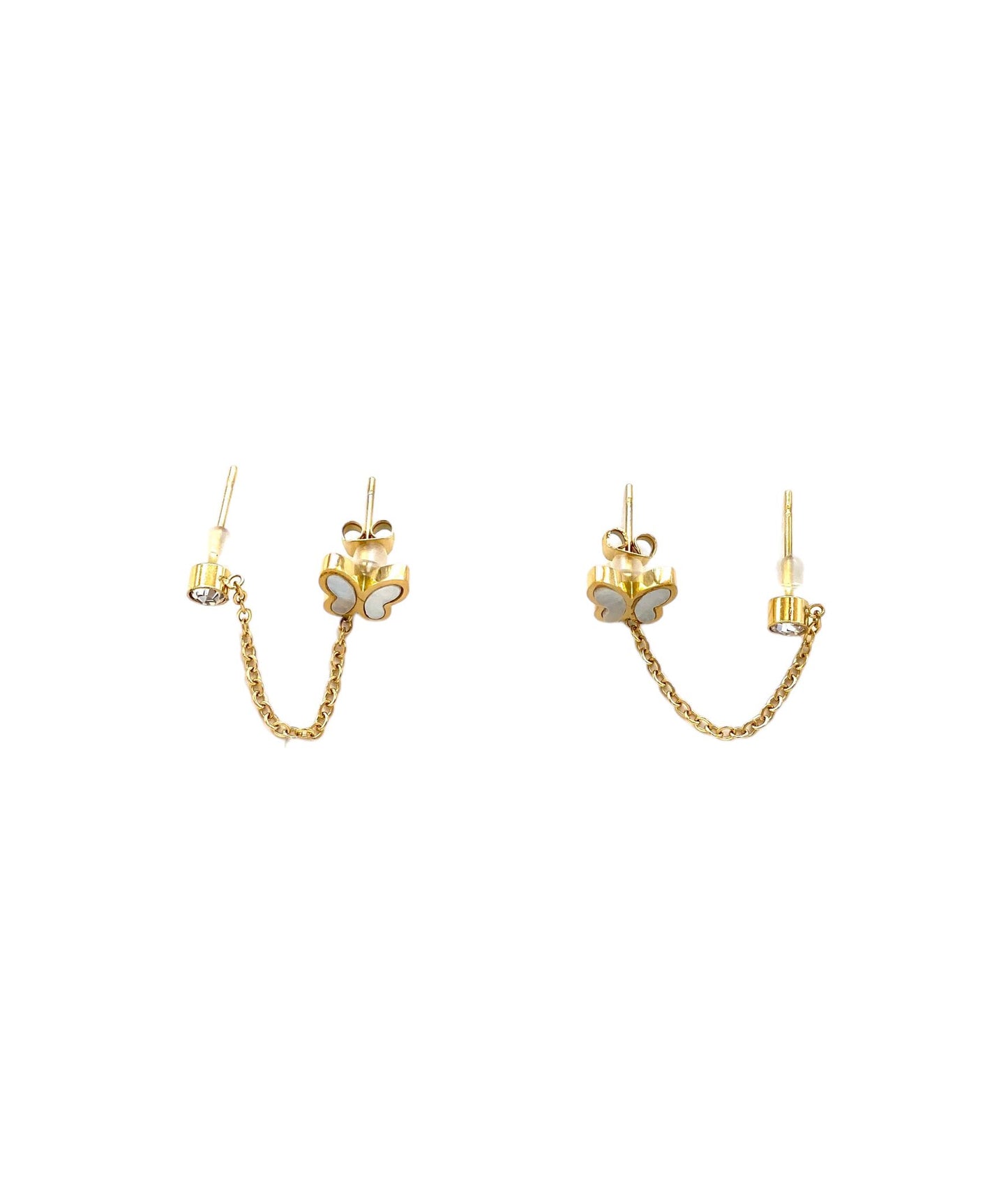 pendientes acero inoxidable para mujer con forma de mariposa y cadena