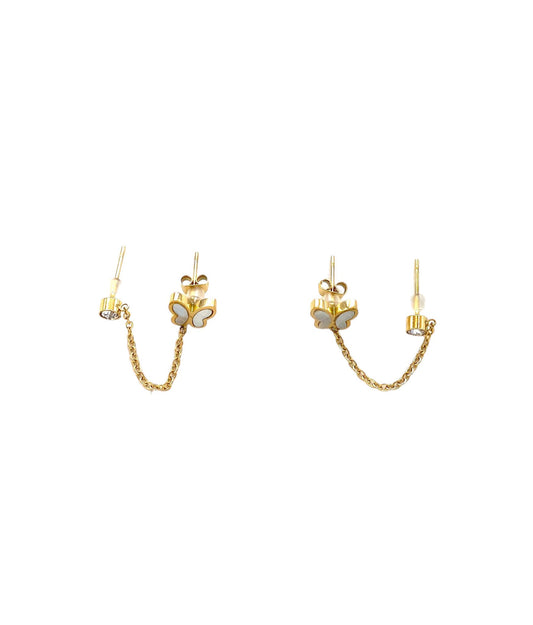 pendientes acero inoxidable para mujer con forma de mariposa y cadena