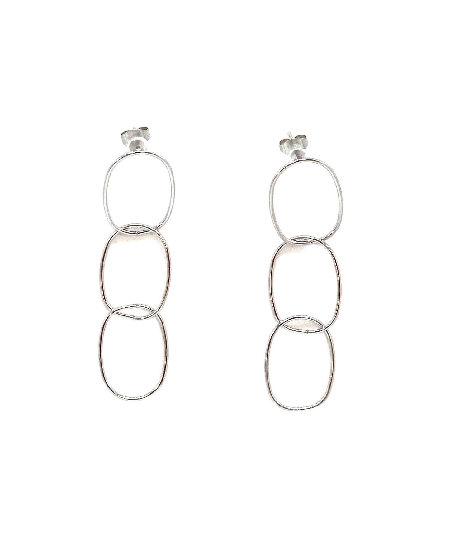 pendientes acero inoxidable para mujer con forma de tres aros
