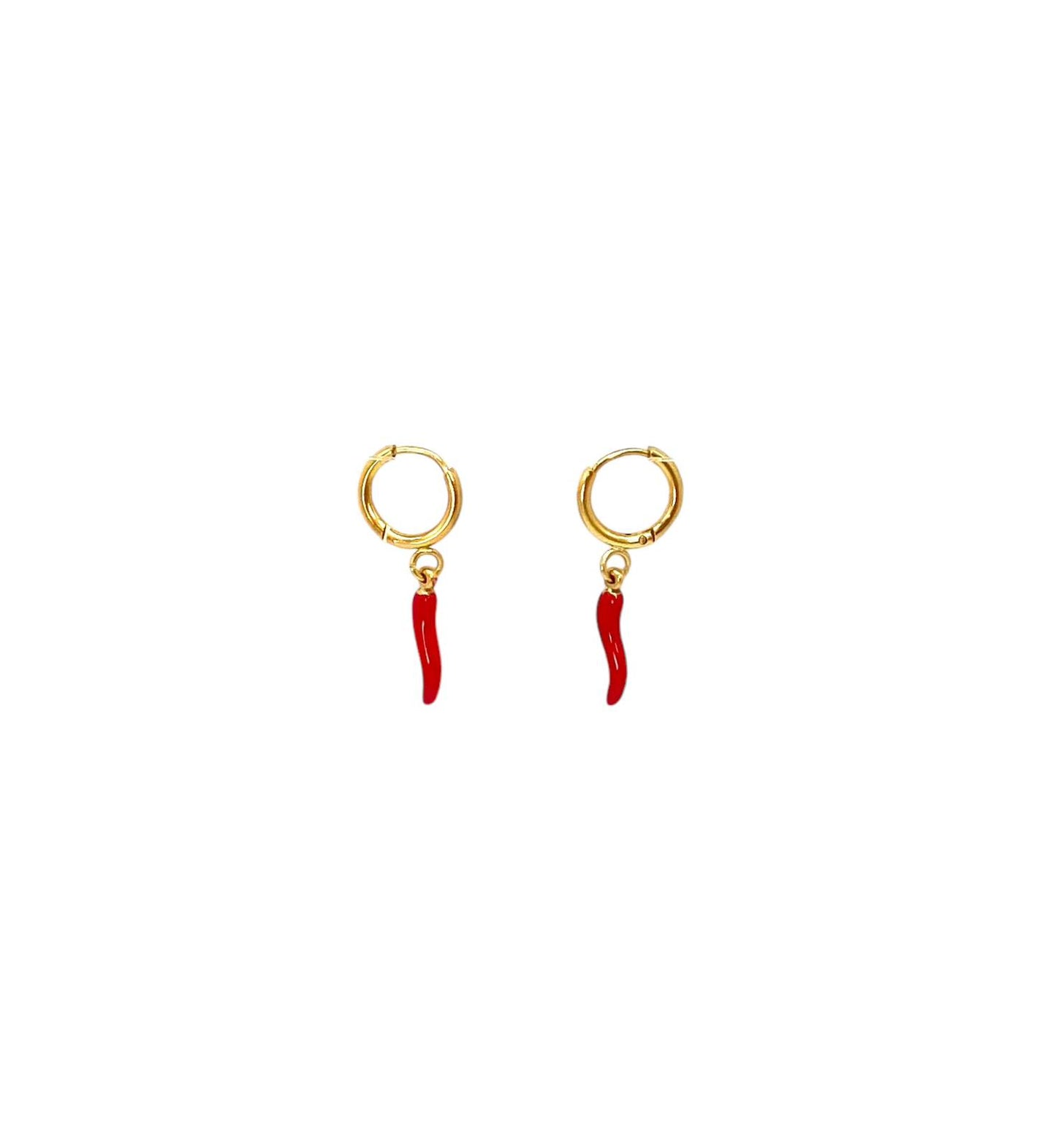 pendientes acero inoxidable para mujer con forma de pemienta roja