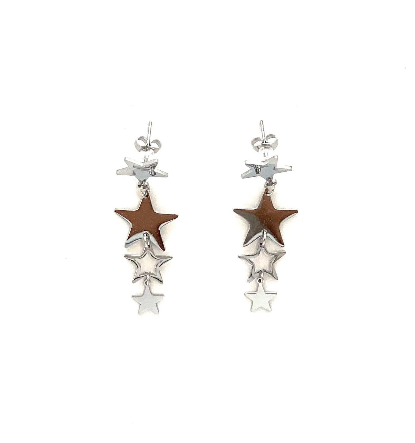 pendientes acero inoxidable para mujer con forma de estrellas