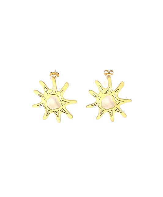 pendientes acero inoxidable para mujer con forma de sol