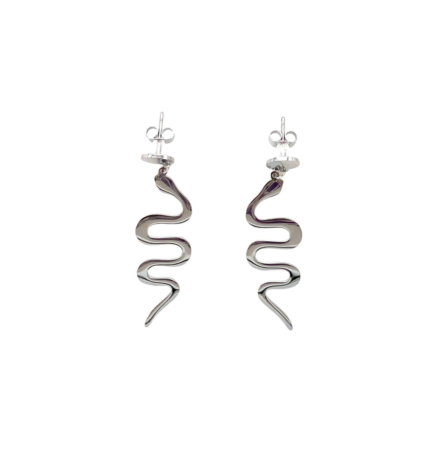 pendientes acero inoxidable para mujer con forma de serpiente