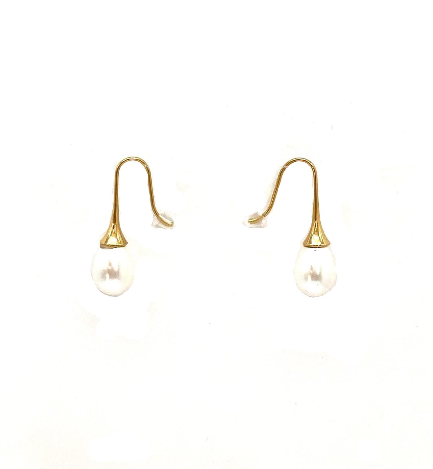 pendientes acero inoxidable para mujer con forma de gancho con perla blanca