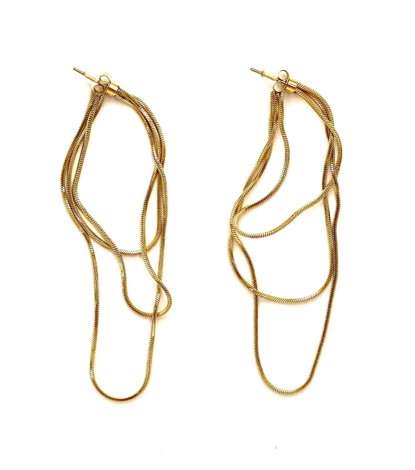 pendientes acero inoxidable para mujer con forma de hueso de serpiente multicapa