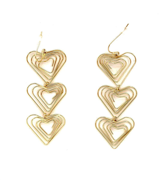 pendientes acero inoxidable para mujer con forma de tres corazones