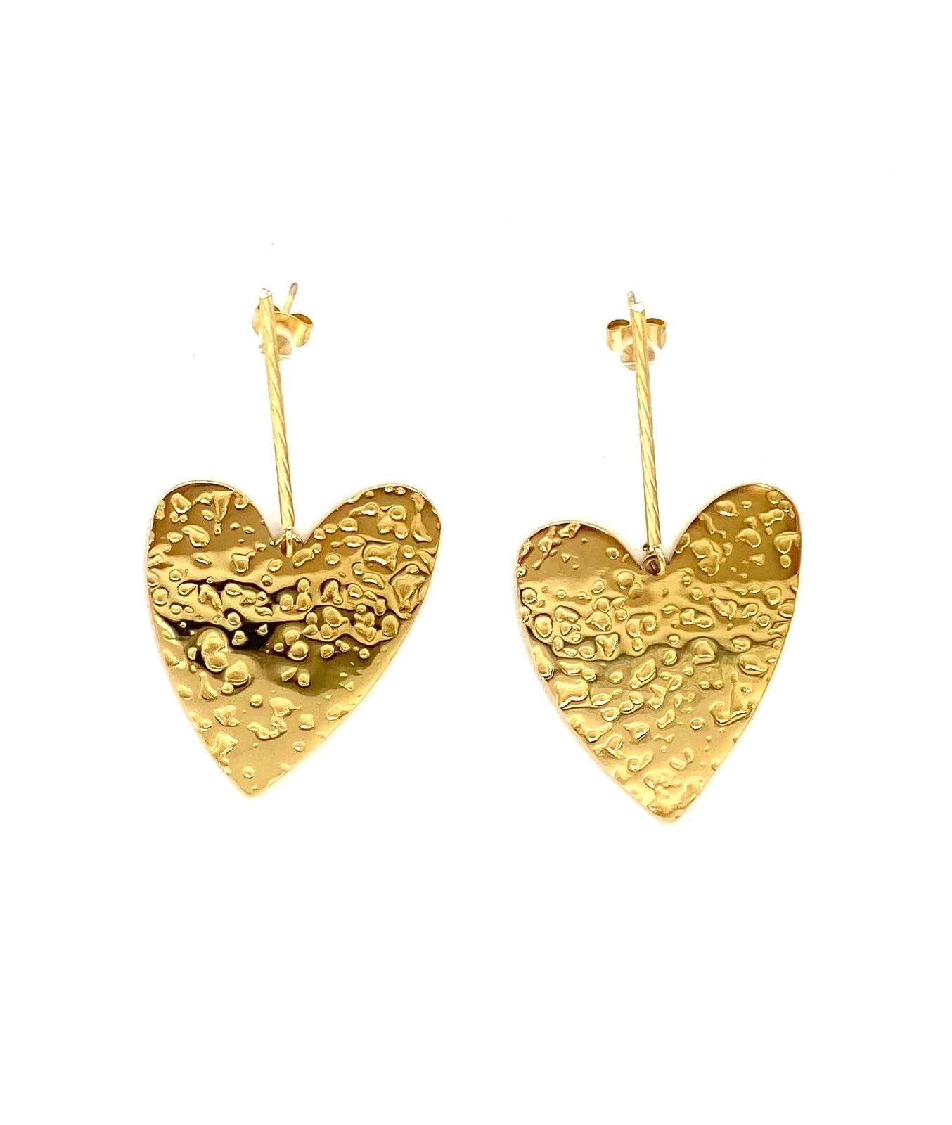pendientes acero inoxidable para mujer con forma de corazón