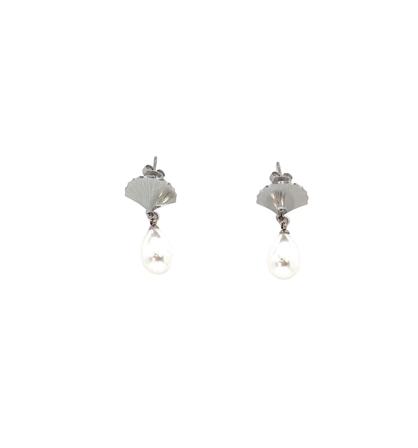 pendientes acero inoxidable para mujer con forma de concha con perla