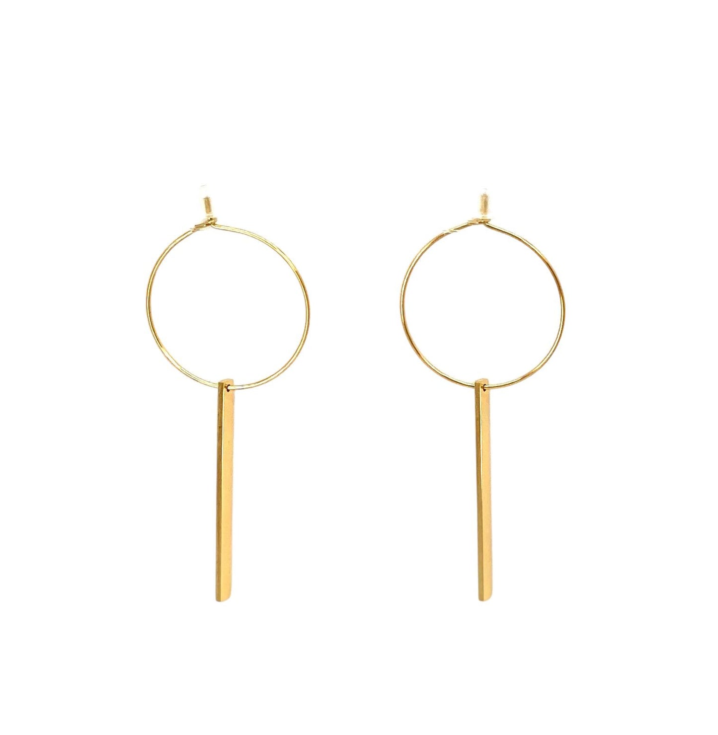 pendientes acero inoxidable para mujer con forma de circulo con palo