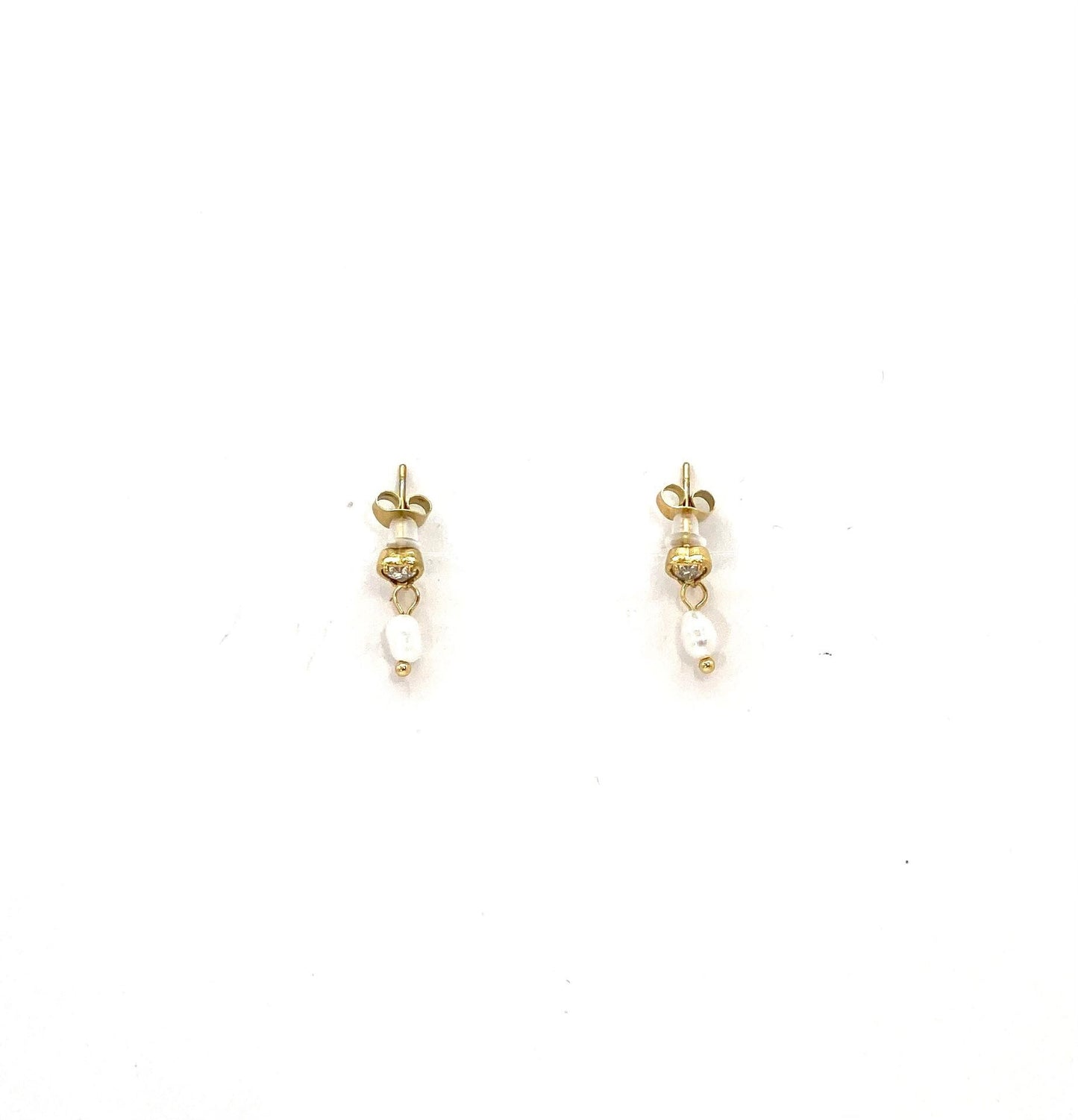 pendientes acero inoxidable para mujer con forma de corazón con cristal y perla blanca