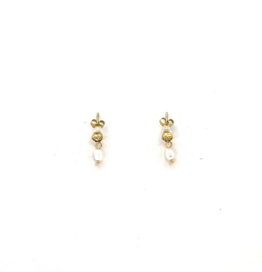 pendientes acero inoxidable para mujer con forma de corazón con cristal y perla blanca