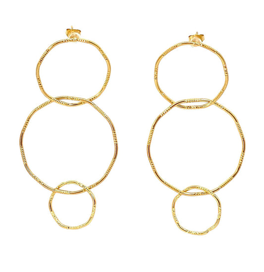 pendientes acero inoxidable para mujer con forma de tres circulos