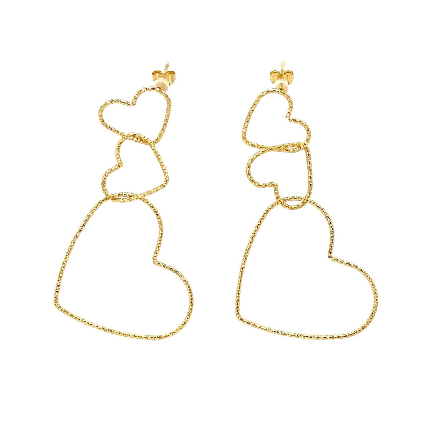 pendientes acero inoxidable para mujer con forma de tres corazones