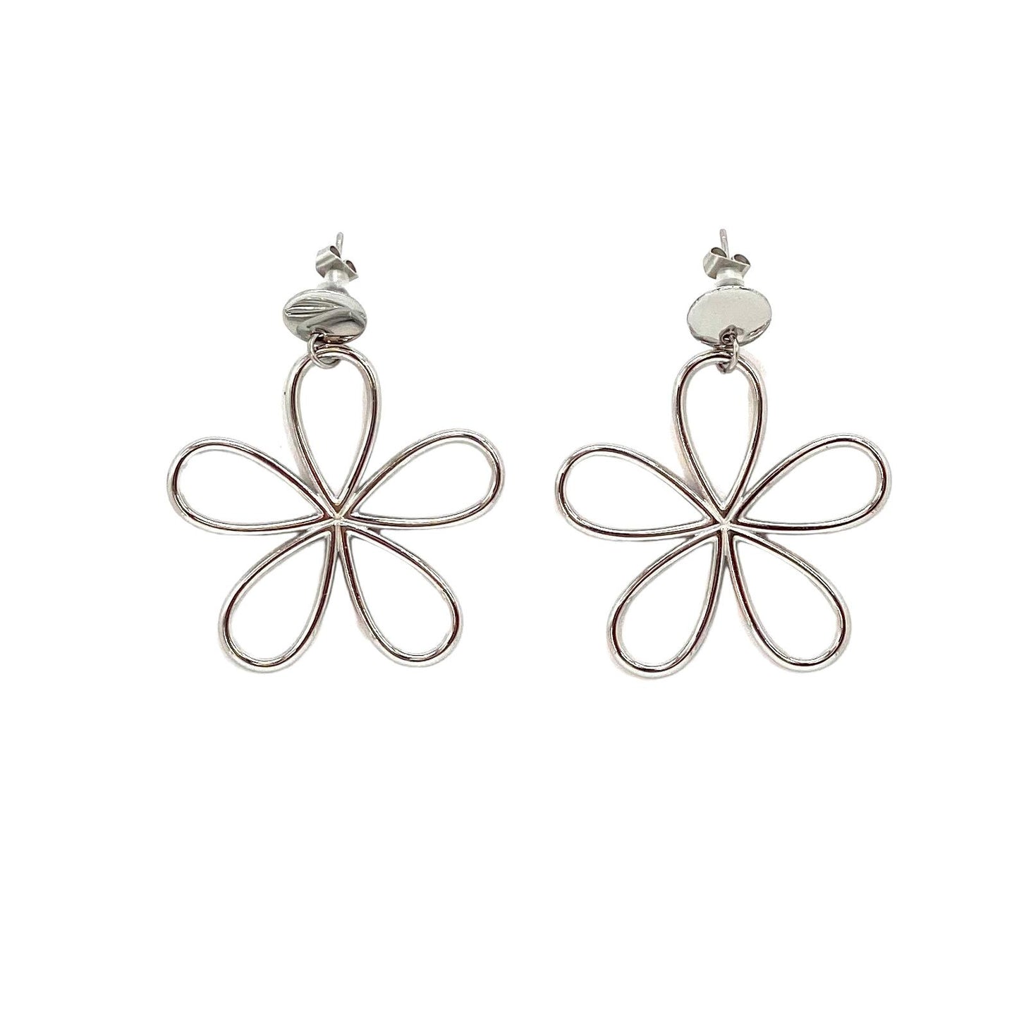 pendientes acero inoxidable para mujer con forma de flor