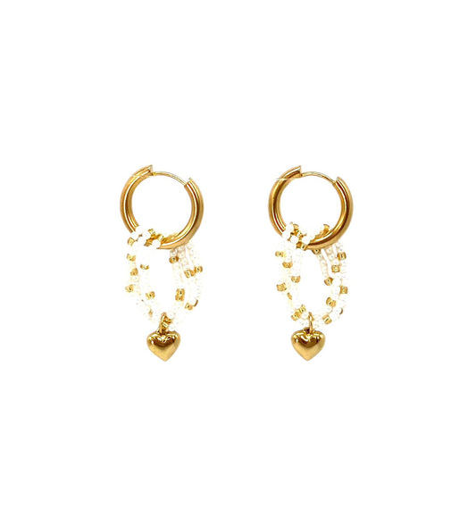 pendientes acero inoxidable para mujer con forma de corazón y perlas