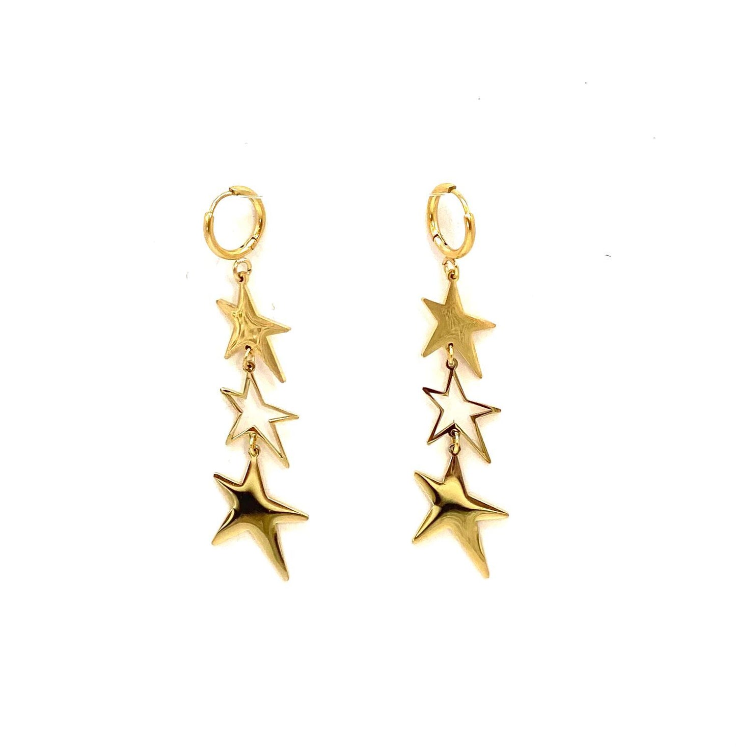 pendientes acero inoxidable para mujer con forma de tres estrellas