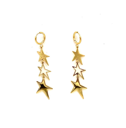pendientes acero inoxidable para mujer con forma de tres estrellas